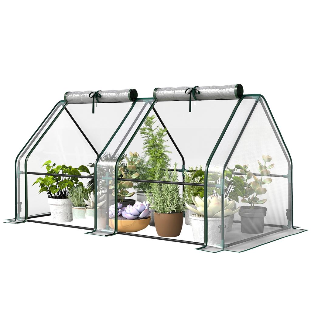 Mini Garden Greenhouse, Pointed Roof, UV-Resistant Steel, Windows, 180 x 90 x 90 cm, Transparent