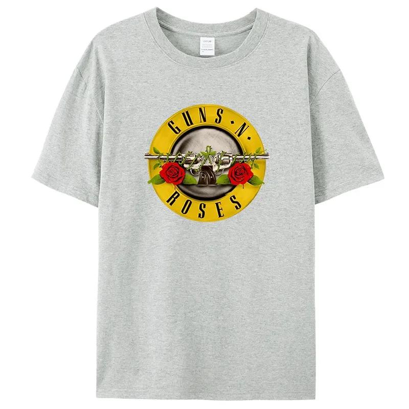 

2025 Summer Mens Gun and Rose Printed Quick Drying Tshirt Hard Rock Band Mens and Womens Te Hip Hop Music Clothing 3XL