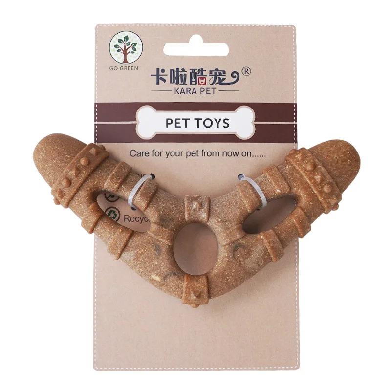 Dog Teething Toy Wood Plastic Bone Wear Resistant Bite Cleaning Teeth Alone Dog Undulator Pet Toy
