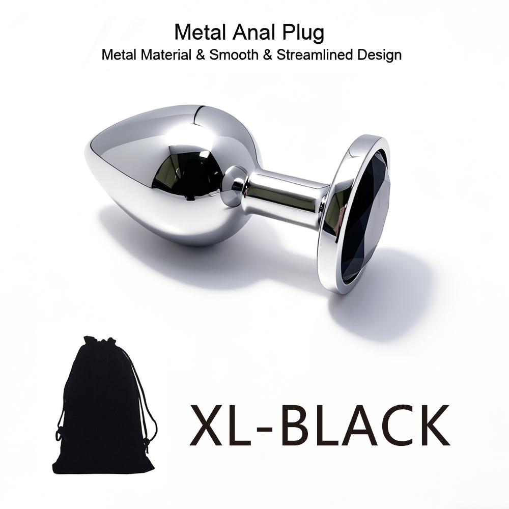 5 Size Black Butt Plug Metal Anal Plug Jewelry Base Beginner To Expert G-point Massage Dildos Adult Women Toys Adult Sex Toys