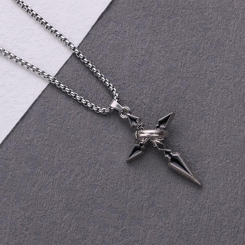 Ringed Cross Pendant Necklace: Unisex Hip Hop Sweater Chain for Autumn/Winter