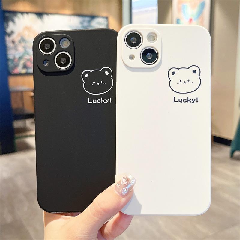 Lucky bear applies to Apple 15promax mobile phone case iPhone14 couple 13pro new 12 cartoon