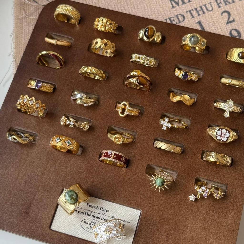 Vintage Geometric Metal Floral Open Ring – European & American Style Index Finger Jewelry