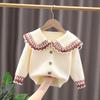 Girls Flower Sweater Cardigan Spring and Autumn Children Fashion Knitwear