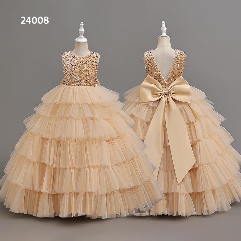 Girls' 2025 Summer Formal Piano Performance Dress - Stylish Backless Princess Gown for Children's Fashion Show