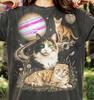 Vintage Space Cats Comfort Colors® Tshirt, Retro 90s Faded Graphic Tee, Galaxy Kitten Animal Lover Y2K Streetwear Cosmic Cat Gift