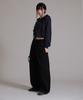 LIKE THE MOST Leopard Heart Pocket Applique Training Pintuck Wide Pants_Black