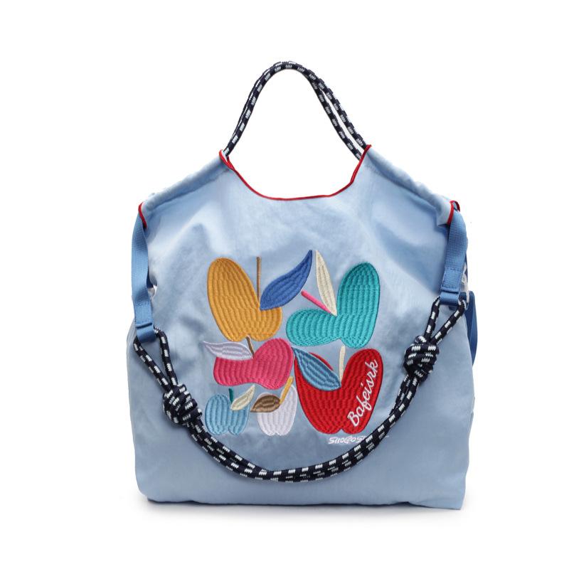 Xia Shangxin embroidered bag 2025 new Japanese cartoon shoulder shopping bag women's large-capacity versatile commuter bag