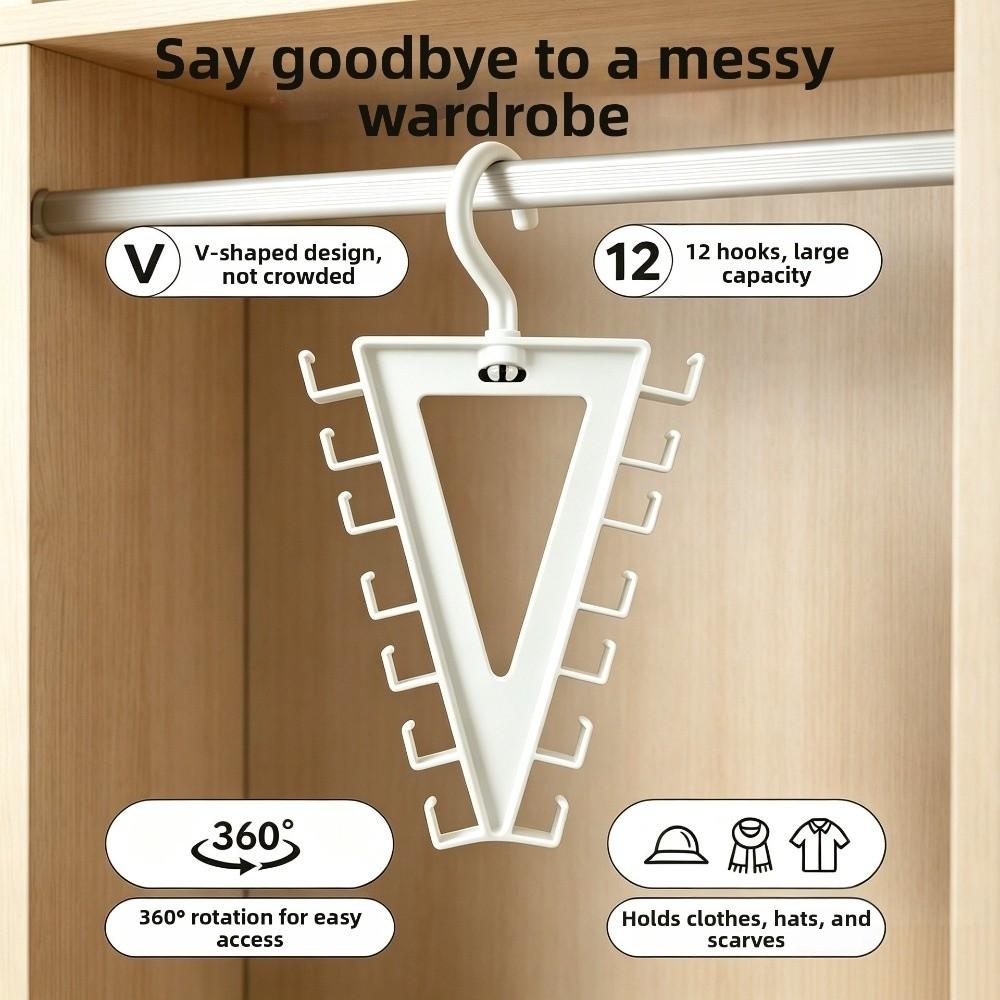 2Pcs 12 Hooks Hat Storage Hook Non Slip Clothes Drying Rack V-Shape Hanger Closet Organizer