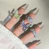Exquisite Enamel Oil Drop Flower Butterfly Open Ring Zircon Light Luxury High-End Sense Niche Design Ring