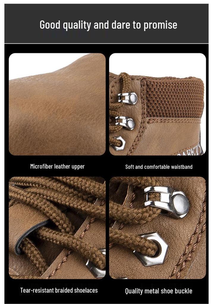 Chaussures de travail montantes pour hommes à embout en acier, Anti-écrasement, Anti-perforation, Antidérapantes, Résistantes à l'usure, Semelle en tendon de bœuf
