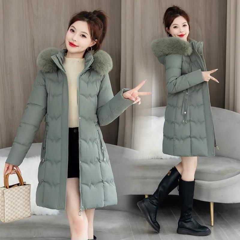 Women's Winter Parka Coat Hooded Korean Version Lady Down Cotton Jacket Warm Temperament Ladies Cotton Padded Outerwear