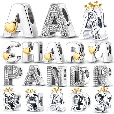 Charm Fits Original  Bracelets S925 Sterling Silver Femininity English Letters Beads Women Pendant Bead Jewelry Making