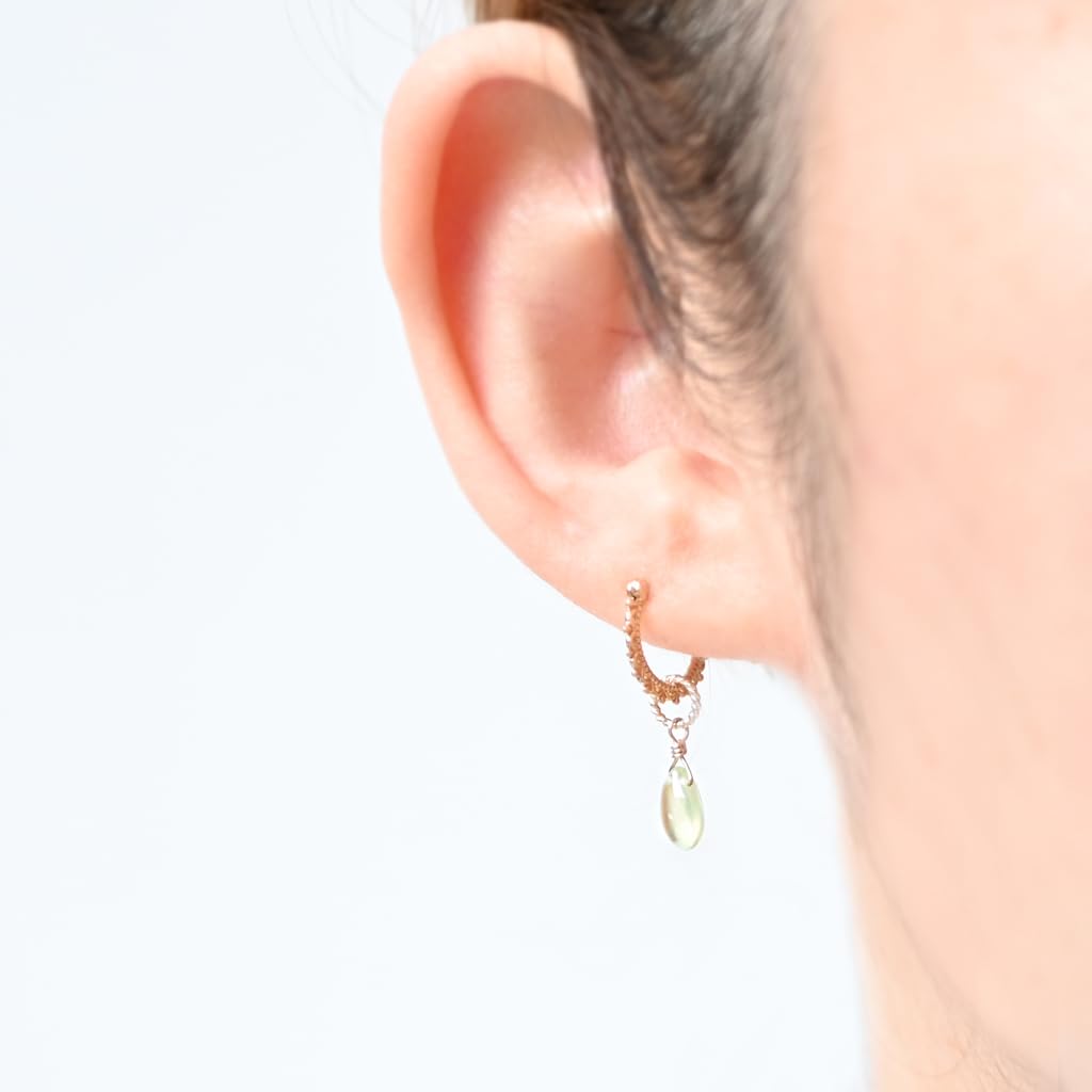 K10 Natural Stone Charm Earring Charm Pendant Top [Soi] Dress-up (Prehnite)