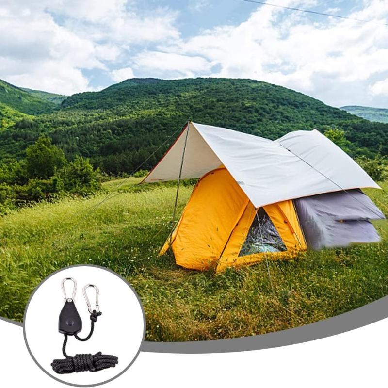 2 Pack 1/8in Heavy Duty Rope Hanger, Ttdesefu Adjustable Ratchet Plant Light Slings Buckle Tent Canopy Rope Stop Buckle Tent Guy Ropes with Pulley for
