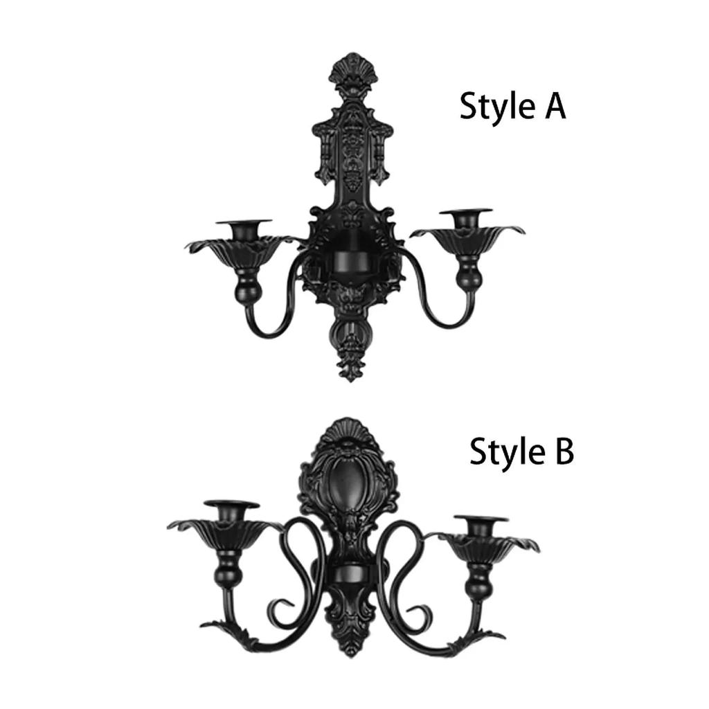 American retro black wall-mounted candlestick, background wall decoration, candle cup, garden wall hanging item, candle stand