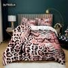Luxury Leopard Print Bedding Set King Queen Size Microfiber Geometric Stripe 3D Print Duvet Cover With Pillowcases Bedroom Decor