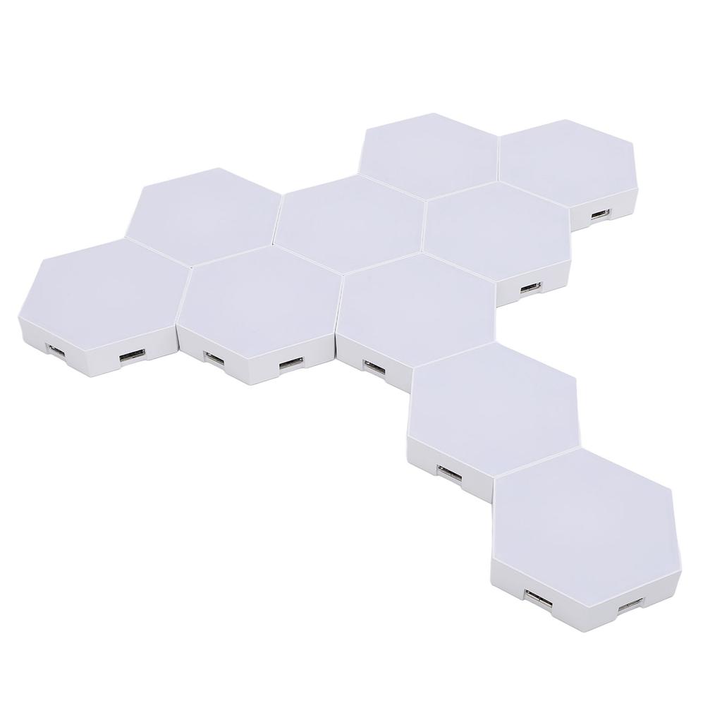 10 Set Hex Light Panels Wall Mounted WiFi Cool Music Sync RGB LED Lights APP Remote Control for Gaming