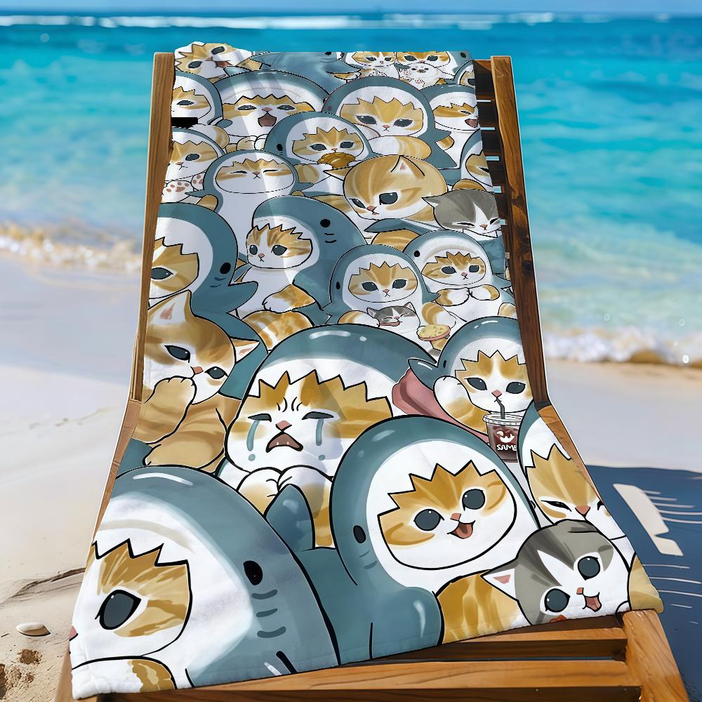 Cartoon M-Mofusand-S Kawaii Cute Cats Towel Sports Quick Dry Travel Camping Gear Sandproof Soft Light Large Beach Towel