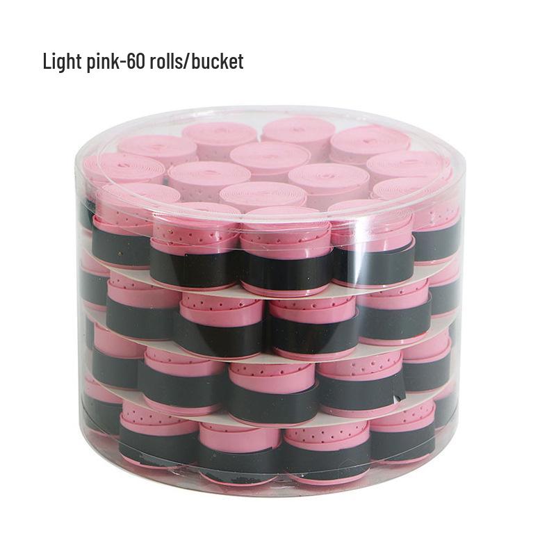 Elastic Perforated PU Leather Overgrip for Badminton, Tennis & Table Tennis Rackets, Fishing Rods with Ribbed Sweatband