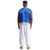 Mens Arabian Prince Costume Set Metallic Shiny Trim Open Front Vest Long Pants Two Piece Party Outfit