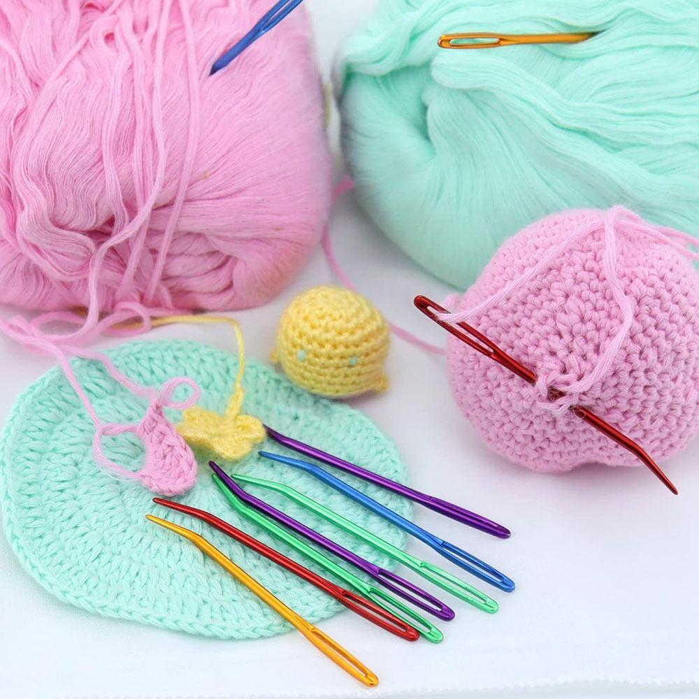 Sewing Accessories Bent Tip Large Eye Darning Needles Aluminum Multicolor Crocheting Hooks Yarn Needles