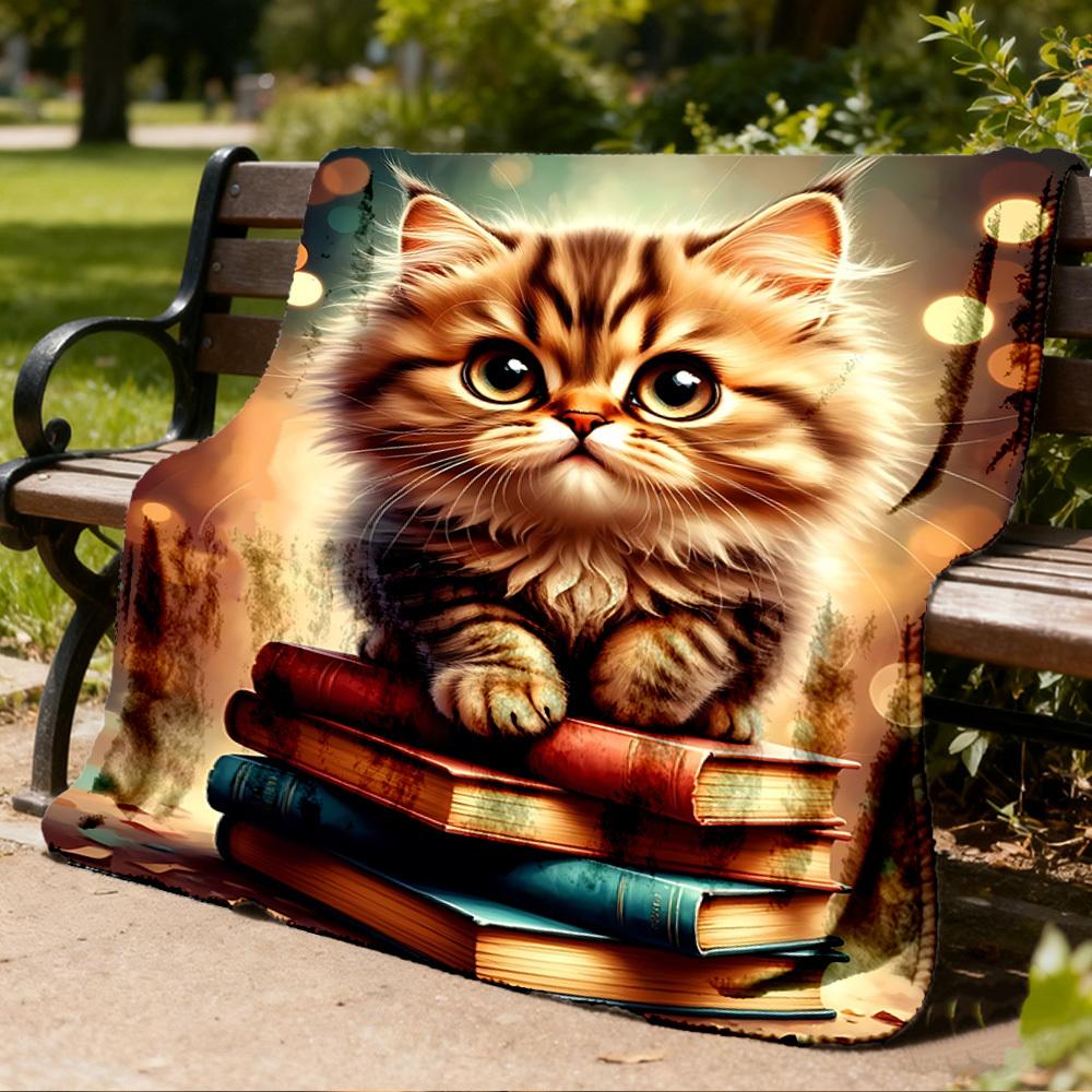 1 Stück Katze Bücher Outdoor-Decke - Weiches Flanell Gemütlich für Reisen & Camping - Ganzjahres Warme Bettdecke, Maschinenwaschbar yy251229103