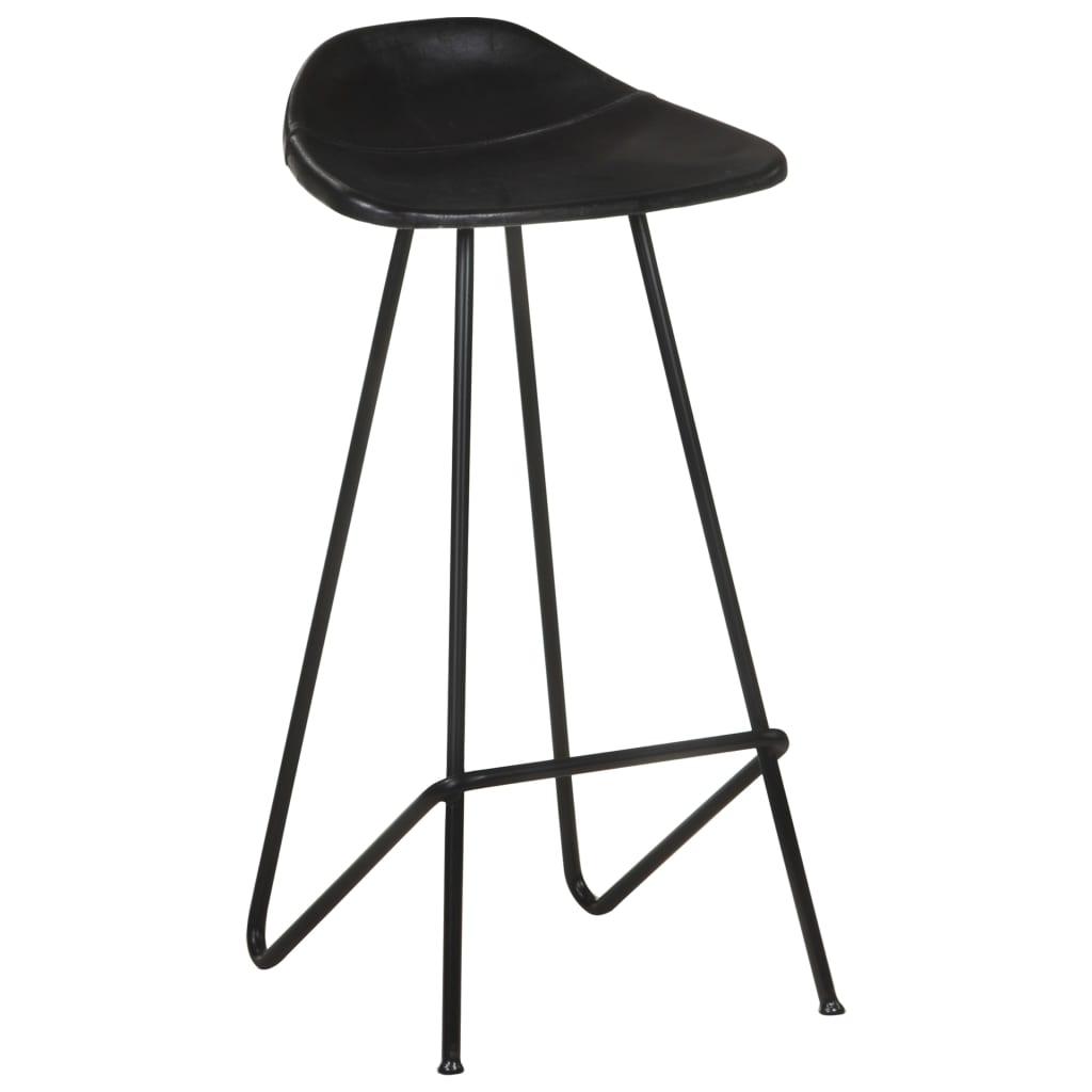 vidaXL Barhocker 4 Stk. Schwarz Echtleder