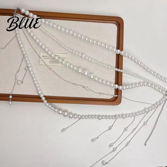 Durable Metal Waist Accessory Women Chain Multi Layer Faux Pearls