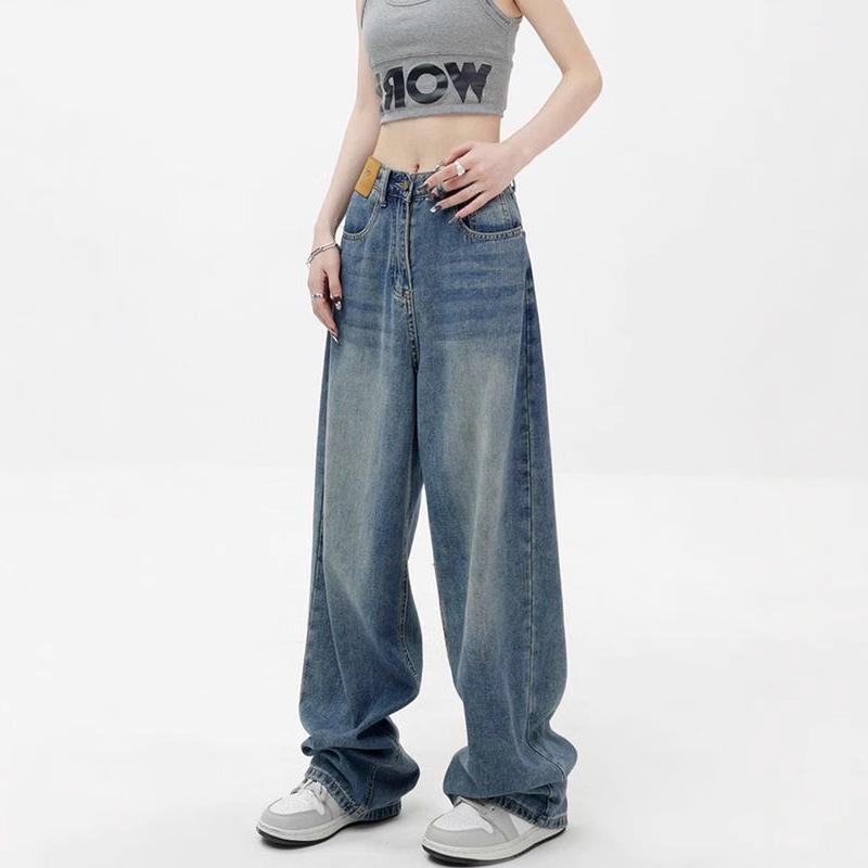 

Unisex Retro Minimalist Wide Leg Jeans Large