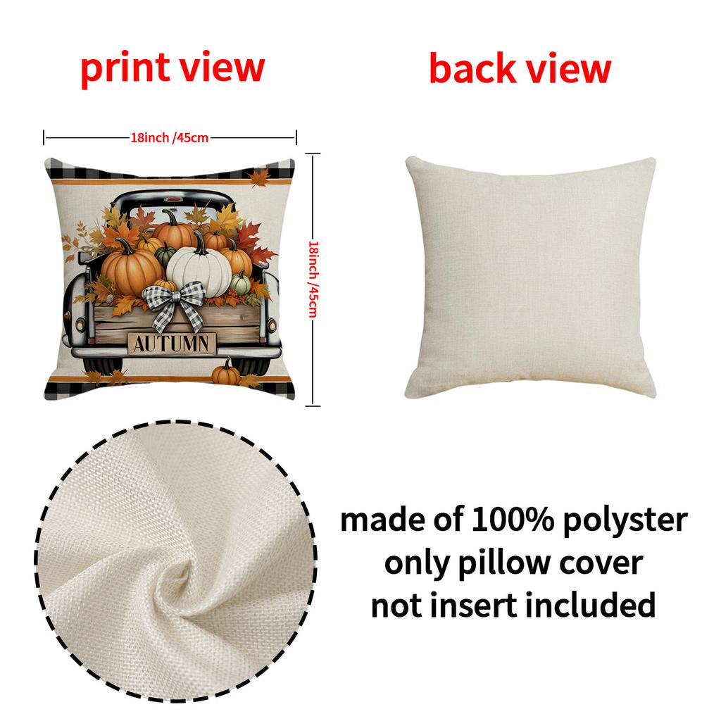 Höst Pumpa Kuddfodral Heminredning Linne Tryck Thanksgiving Högtid Prydnadskuddfodral Vardagsrum Soffa