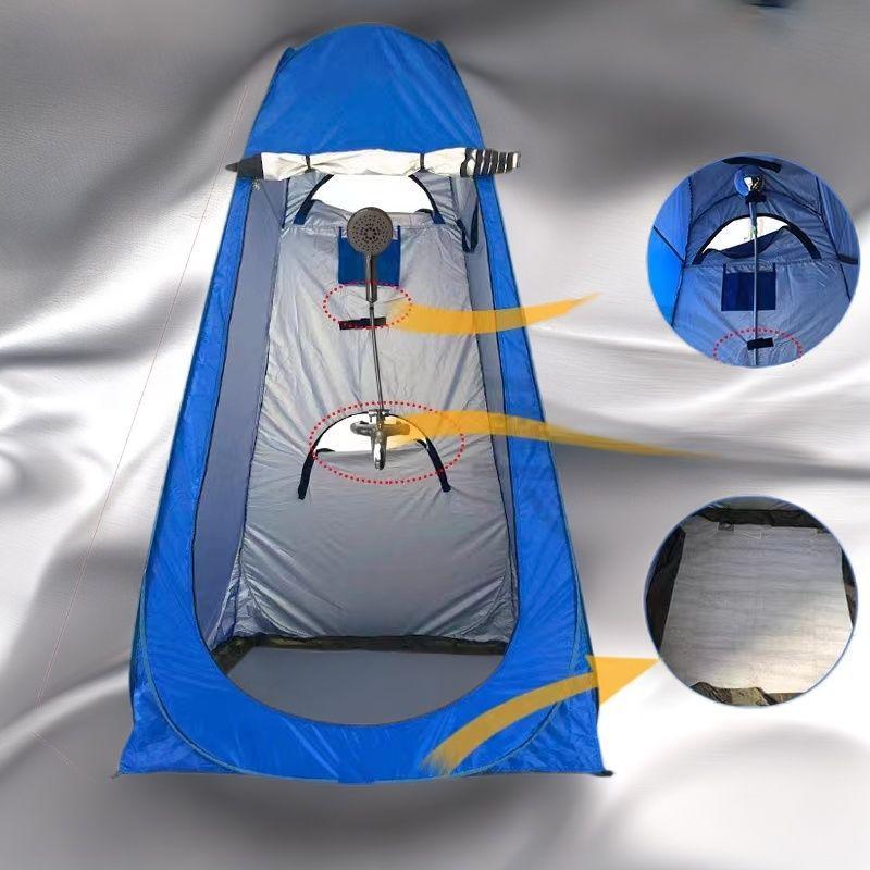Cort pentru baie în aer liber, pliabil, îngroșat, argintiu, periaj, rezistent la lumină, portabil, pentru uz casnic, toaletă simplă, rezistentă la rece, caldă