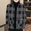 Men's Fashionable Plaid Woolen Winter Jacket - Thickened High-End Korean Style Coat