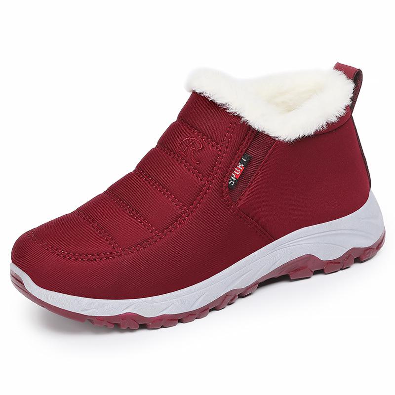 Fashion Winter Cotton Shoes, Waterproof Snow Boots With Plush And Thick Cotton Boots, Polyurethane Warm And Casual Walking Shoes Woman