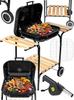 Houtskoolgrill met deksel tuin grote verchroomde roosters planken wielen ventilator curron emabend gm3000