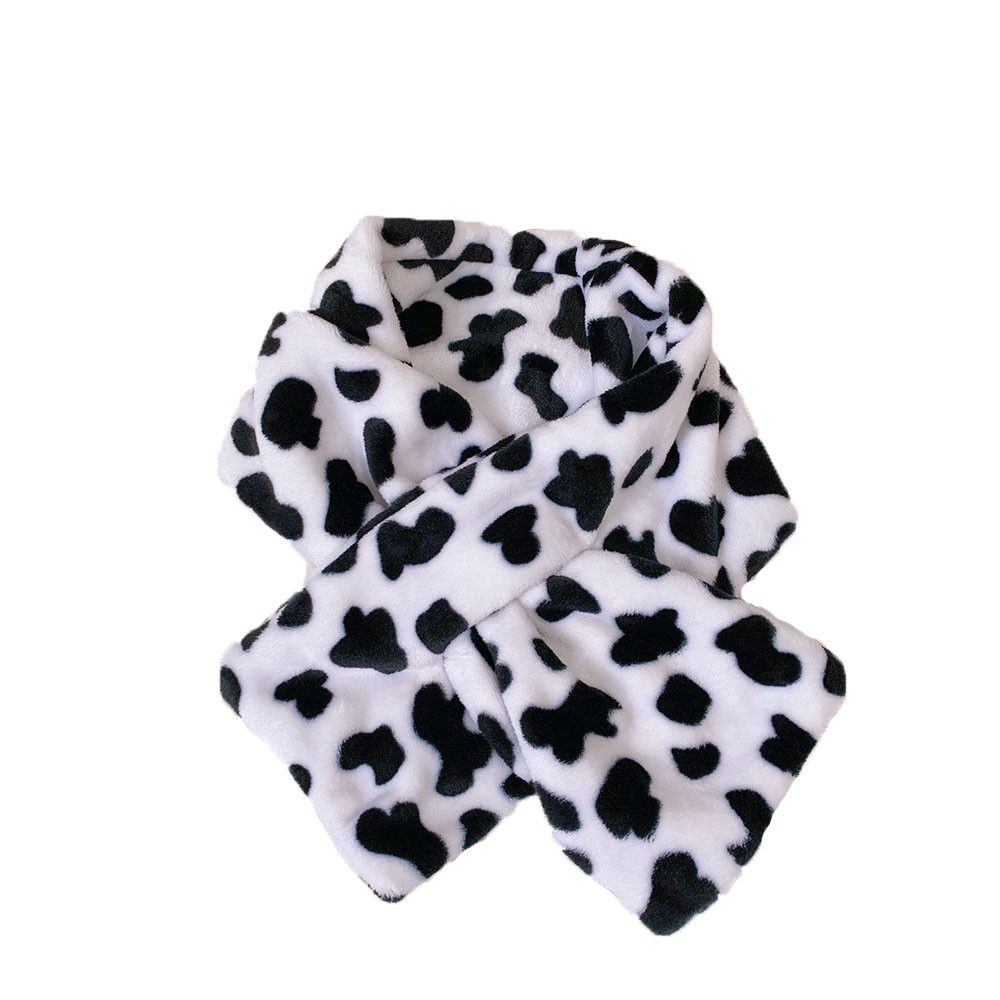 

Легкий у носі Пухнастий Чорно-білий Шарф-петля з коров ячими плямами Товстий Теплий Плюшевий Шарф Леопардовий Горошок білий