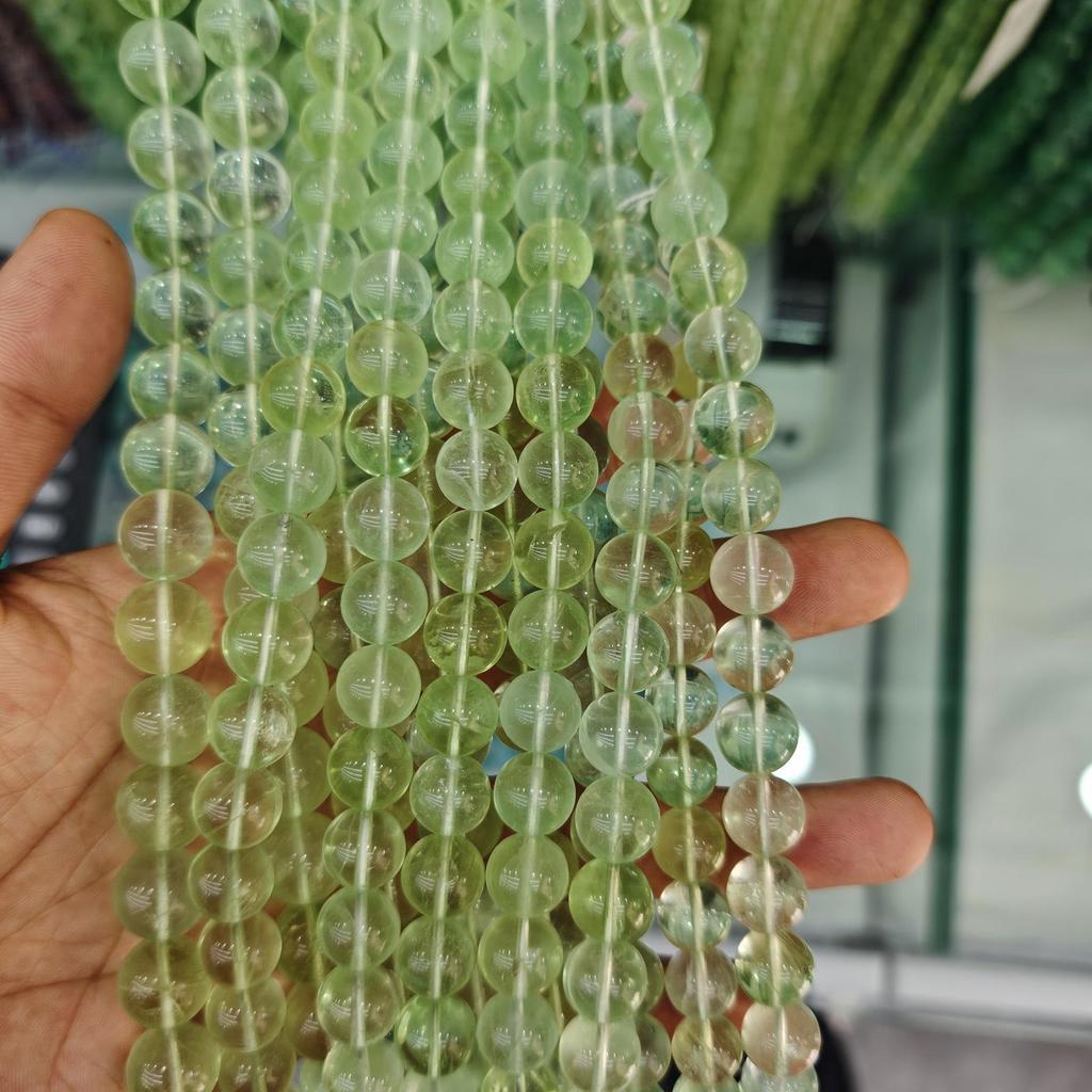 7A Natural Green Fluorite Round Bead Bracelet - Semi-finished DIY Jewelry Accessories, Loose String Beads, In Stock.