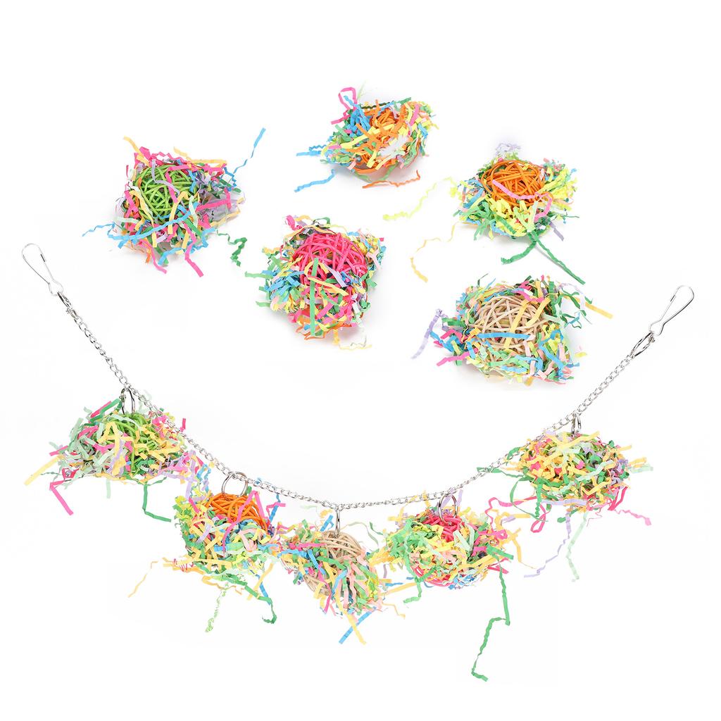10pcs Bird Hanging Cage Toys with Chain Parrots Biting Chewing Toy Accessory Colour Mixture