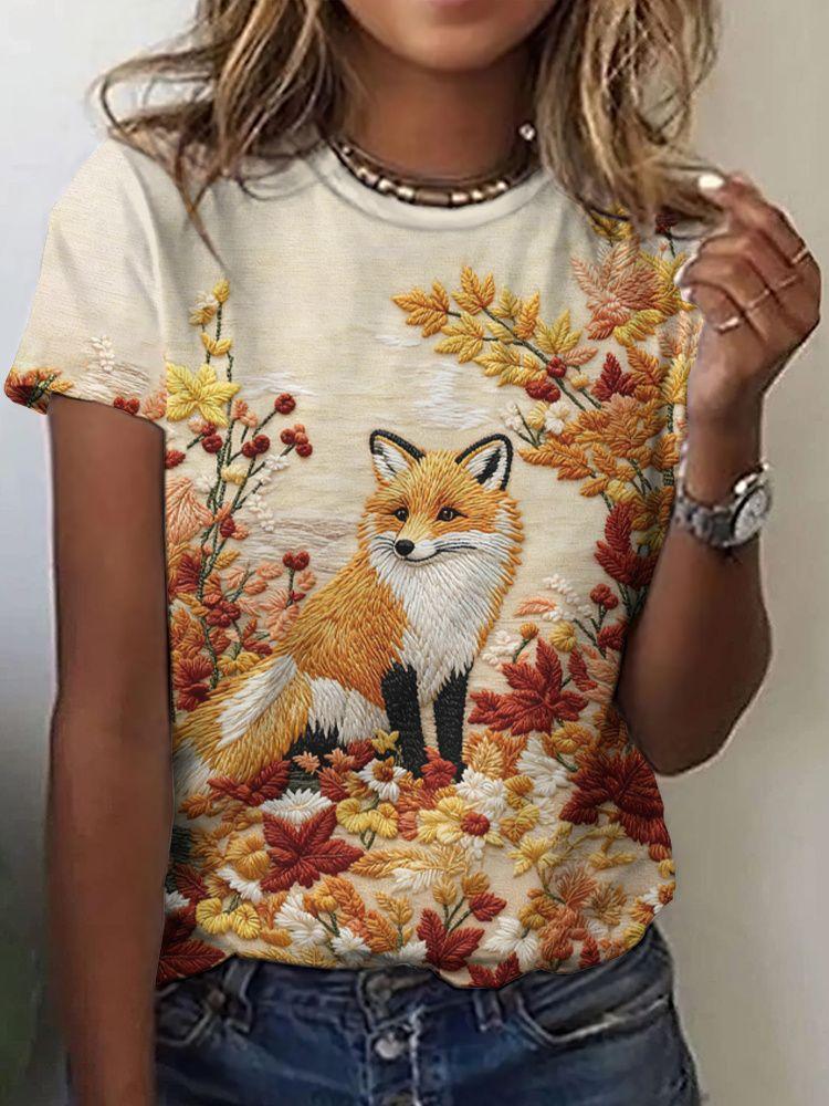 Summer Fox Squirrel T-Shirts Animal 3D Print Fashion Women Round Neck Short Sleeve T Shirt Tees Harajuku Y2K Top Female Clothing