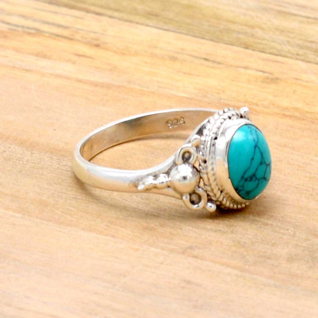 Turquoise 925 Sterling silver Women Handamde Birthstone Ring