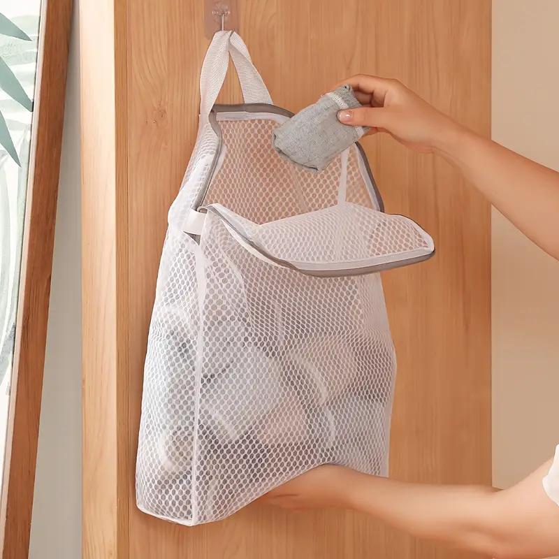 Three-dimensional Portable Honeycomb Mesh Zipper Laundry Bag for Household Washing Machines, Anti-deformation Mesh Bag