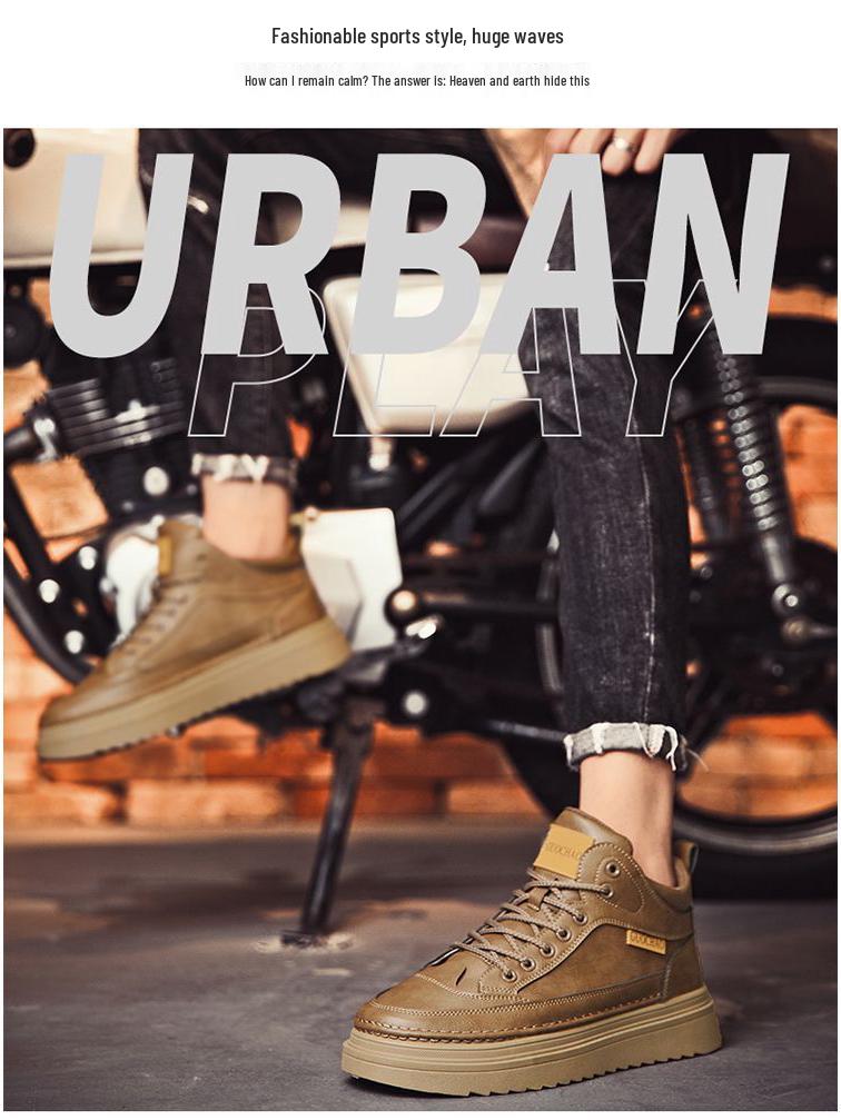 Herren 10cm Höhenerhöhende Wasserdichte Leder Martin Stiefel - Winter High-Top Arbeits- & Freizeit-Schuhwerk