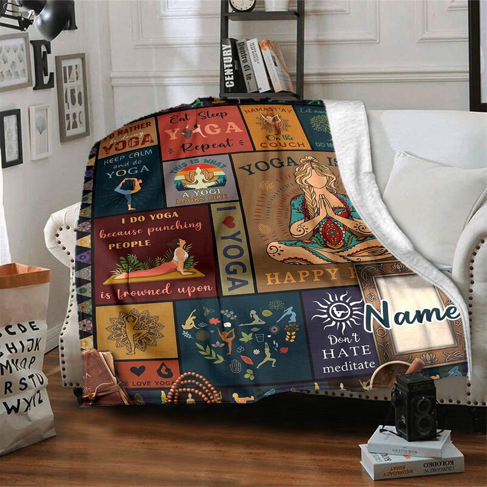 Yoga Theme Customize Your Name Home Blanket S Comfortable Soft Lightweight Allseason Multipurpose Blanket For Picnics Couches Offices Beds Living