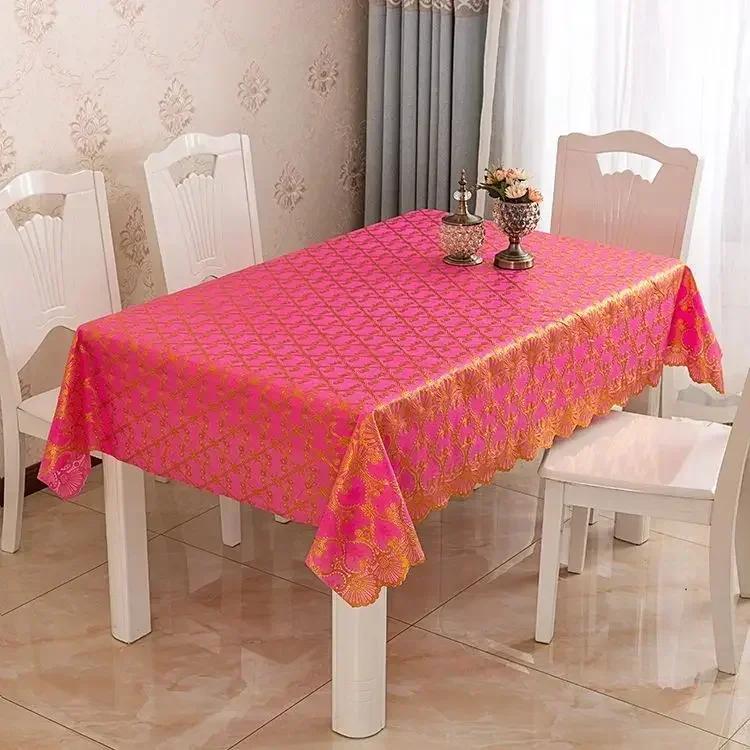 PVC Hot Stamping Desk Cover Waterproof Scald Proof Oil Proof Wash Free Table Mat Household Coffee Rectangular Table Cloth