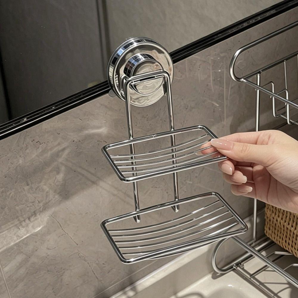 Heavy Duty Soap Tray Stainless Steel Bathroom Soap Dish Neat Storage Sponge Holder Shower Room