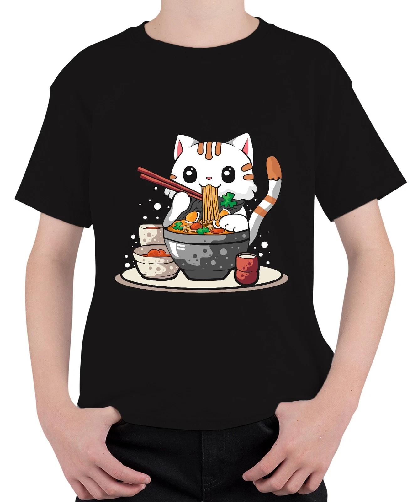Kawaii Neko Katze Ramen Nudel Suppe Japan Anime Manga süß Cartoon Unisex Kinder XXL