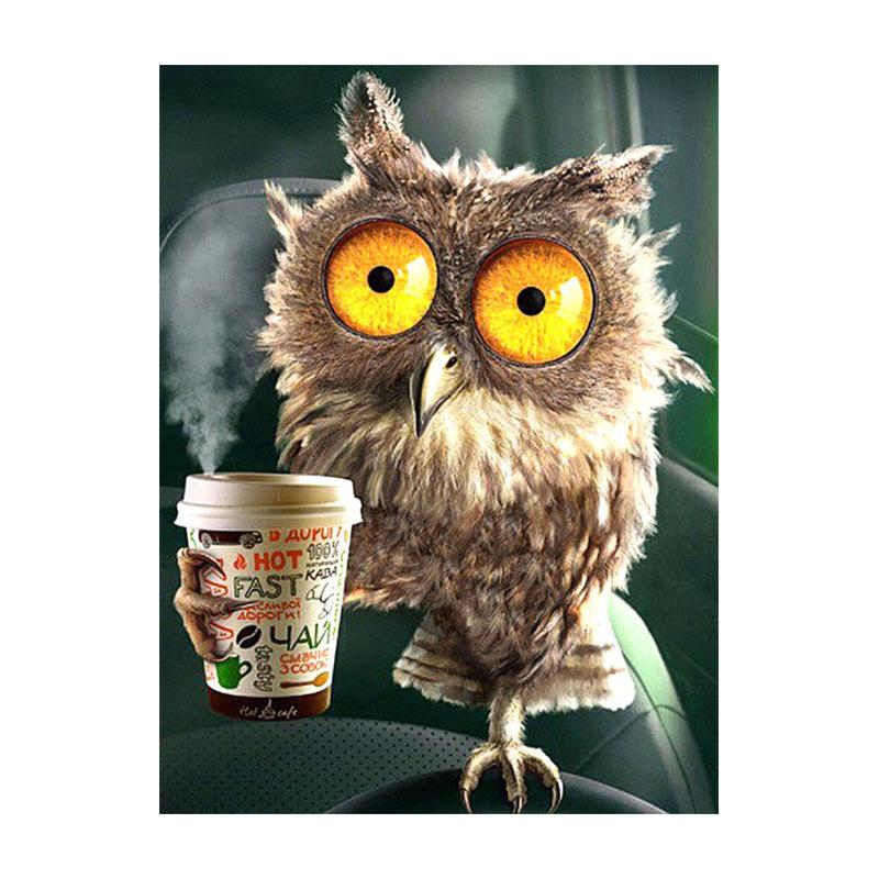 

5D DIY Алмазная картина 30x40 см Животное Вышивка крестом Полный круглый дрель Милая вышивка Сова 30x40cm