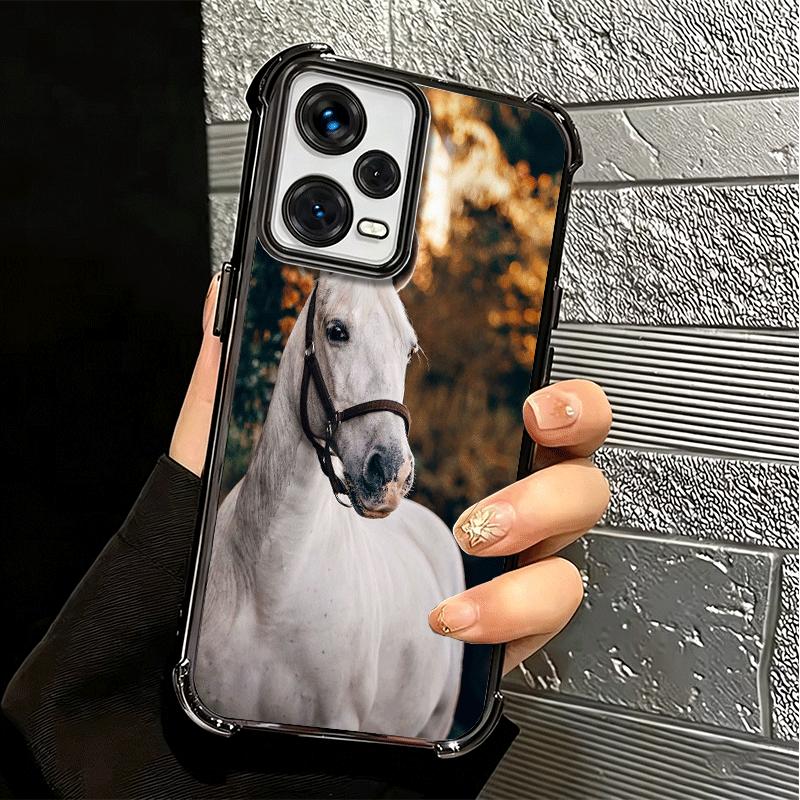 Ferghana Horse Animal Plating Phone Case For Xiaomi Redmi Note 14 15 Pro Plus 13 12 11 11S 11T 10 9S 9 5G Anti-Fall Airabag Cove
