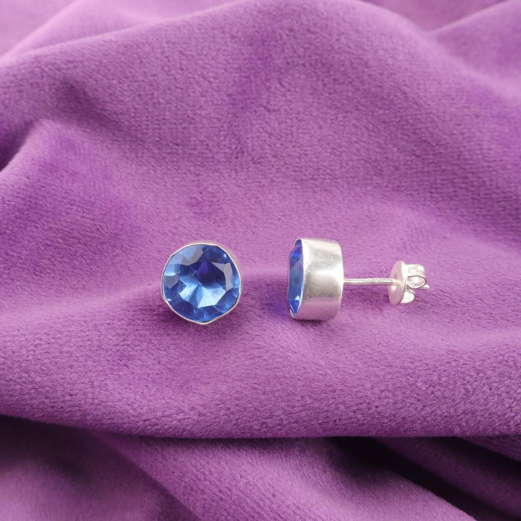 Sisters Day Sale Round Tanzanite Gemstone 925 Silver New Stud Earrings Jewelry EE-150-12