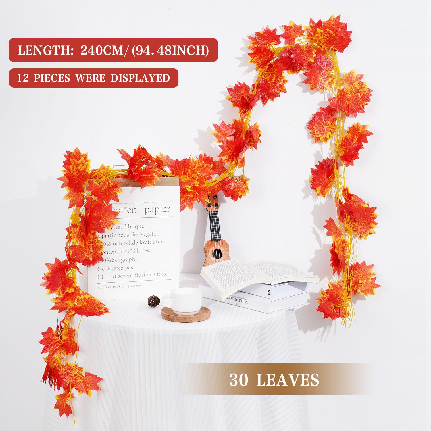 

2.4M Artificial Plant Green Ivy Leaf Garland Silk Wall Hanging Vine Garden Home Decoration DIY Party Wedding Fake Wreath Leaves 1pcs